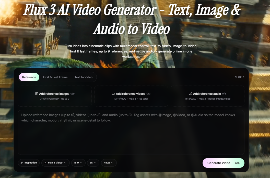 Flux 3 AI Video Generator screenshot